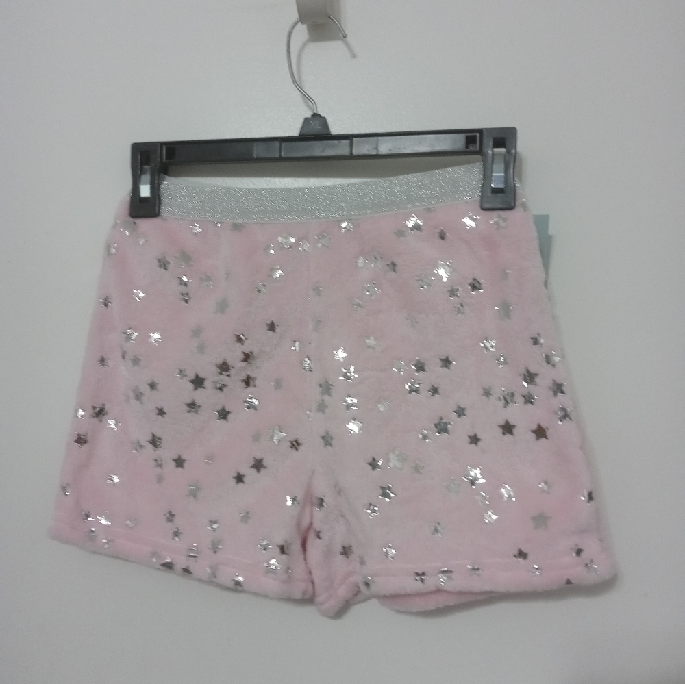 More than Magic Calm barbie pink Faux Fur Silver Stars Fleece Pajama Shorts L
